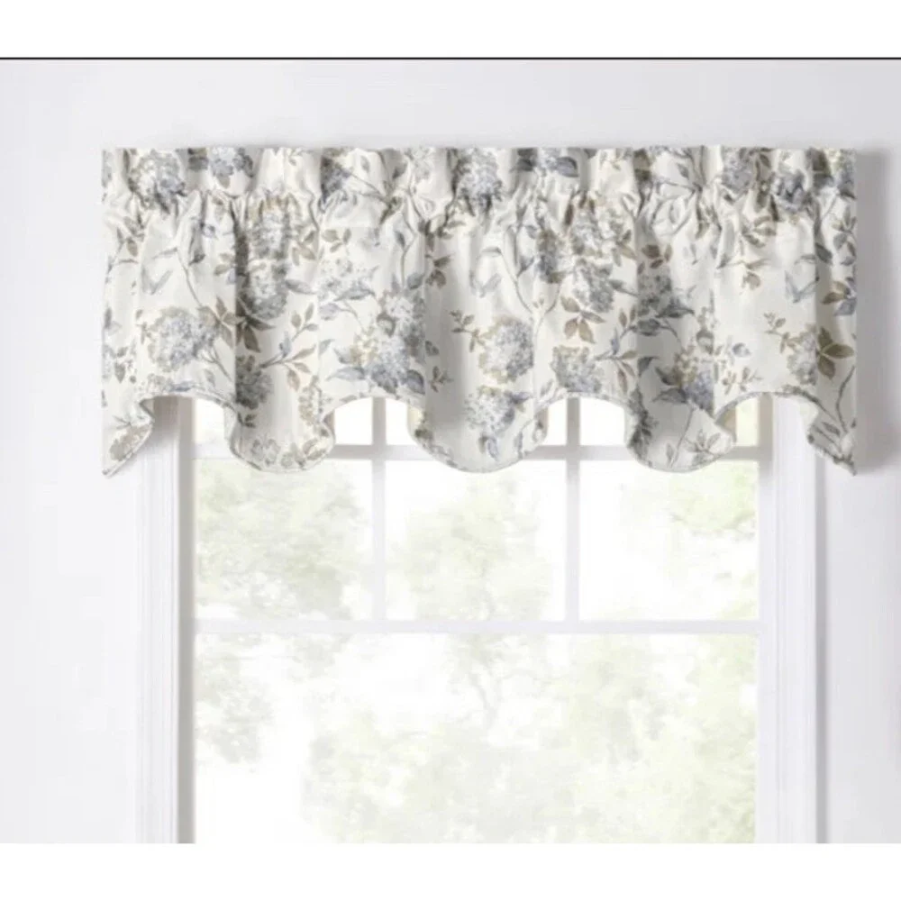 Erie Floral Cotton Blend Scalloped 70” Window Valance